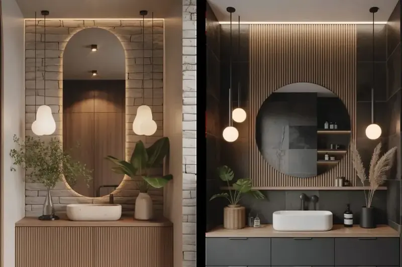 Full home interior with bathroom vanity in laminate finish, Frauen Decor Ghaziabad project