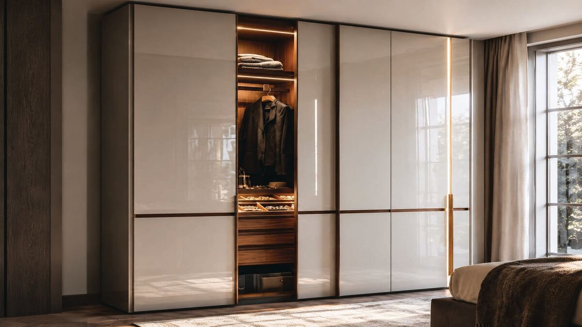 Wardrobe, laminate and glass finish